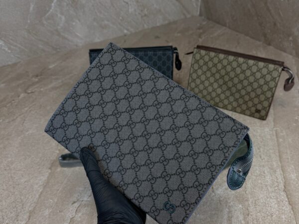 Gucci Grey Trim Medium Pouch