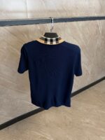 Burberry Check Collar Cotton Polo Shirt Dark Blue - Afbeelding 2