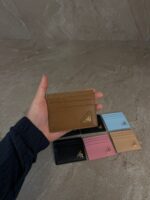 Prada Saffiano Leather Card Holder Brown