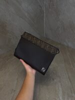 Fendi FF Squared Clutch Bag Brown