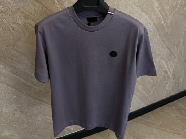 Moncler Black Logo Stripe T-Shirt Purple