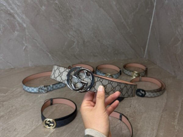 Gucci Brown Riem, Zilvere Logo