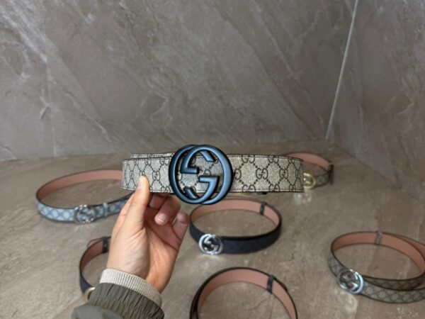 Gucci Brown Riem, Zwarte Logo