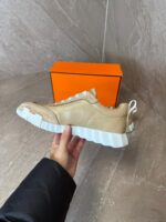 Hermes Bouncing Sneakers Beige Leather - Afbeelding 4