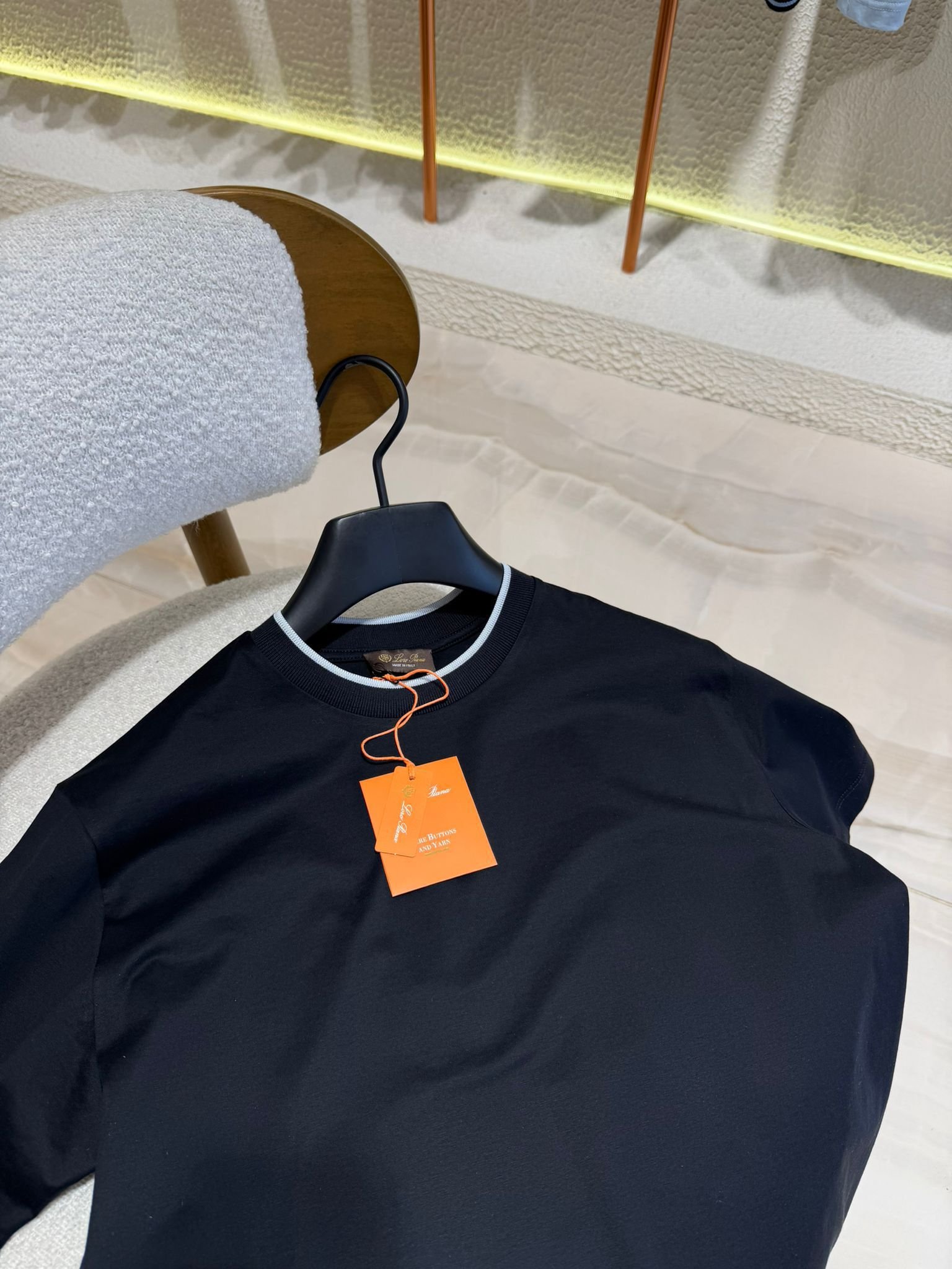 lpnieuw (4) Loro Piana Tshirt Randje Black - Afbeelding 1