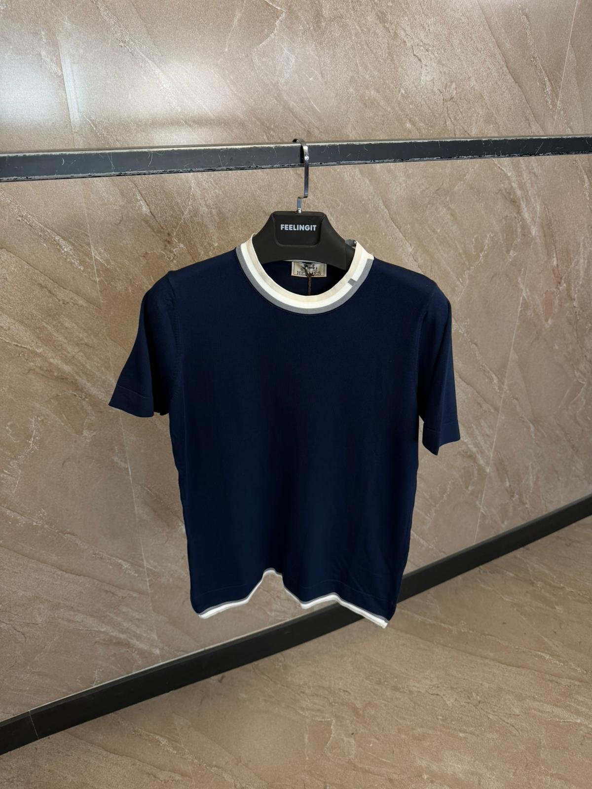 a1 (3) Hermes T-Shirt Navy - Afbeelding 1