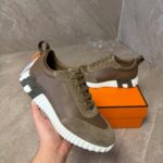Hermes Bouncing Brown Leather Sneakers