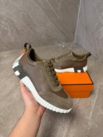 Hermes Bouncing Brown Leather Sneakers