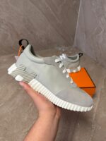 Hermes Bouncing Light Grey Leather Sneakers - Afbeelding 2