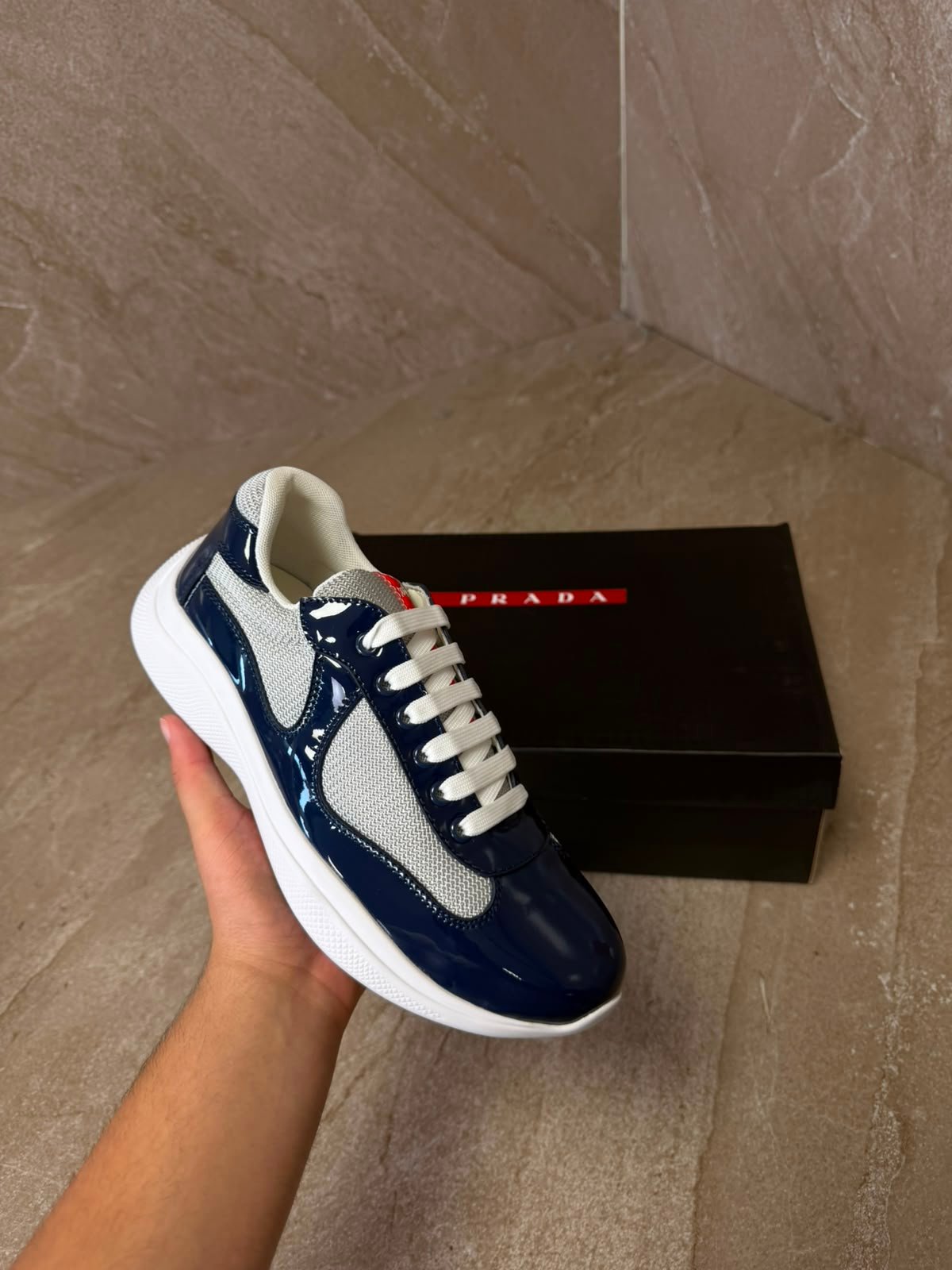 cupsblue (1) Prada Cups Navy Blue Glimmend - Afbeelding 1