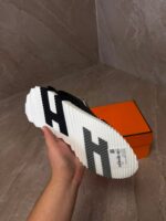 Hermes Bouncing Sneakers Black White Lines - Afbeelding 3