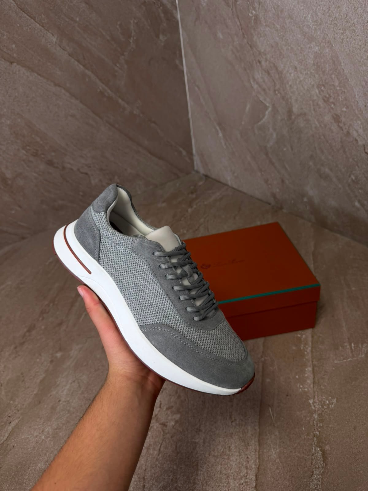 lorogrey (2) Loro Piana Weekend Walk New Grey Sneakers - Afbeelding 1